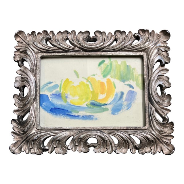 1970’s Original Abstract Expressionist Still Life With Fruit Watercolor Painting Fancy Tabletop Frame For Sale