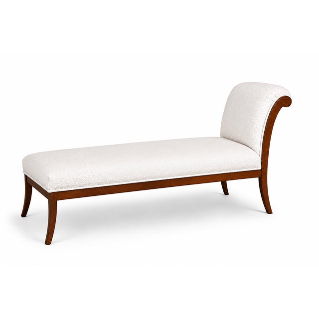 Mid-Century Modern Mid Century Style Klismos Chaise Lounge White Boucle/ Walnut Frame For Sale - Image 3 of 5