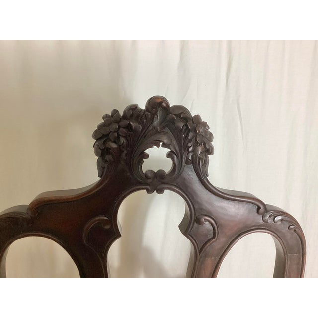 Wood Pair of Late 19th Century Rococo Carved Walnut Tall Back Side Chairs For Sale - Image 7 of 9