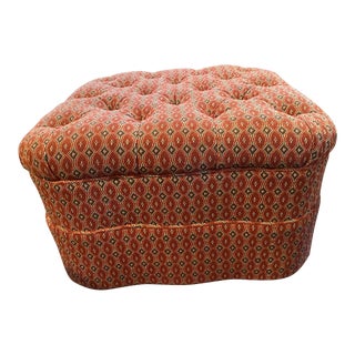 Custom Tufted Cocktail Ottoman With Wheels For Sale