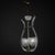 Large lyre-shaped pendant light in clear Murano glass with brass mounts. The fixture features two chalice-shaped shades...