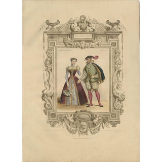 Henri II & Catherine De Medici French Court Costume, 1847, Lithograph For Sale