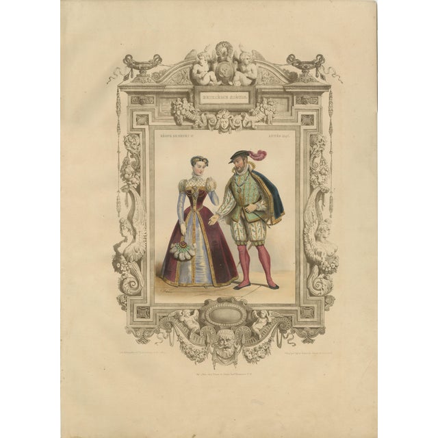Henri II & Catherine De Medici French Court Costume, 1847, Lithograph For Sale