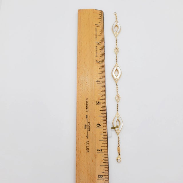 Estate Kabana White Mother of Pearl and Diamond Bracelet in 14k Yellow Gold For Sale - Image 4 of 7