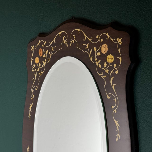 Wood Vintage Large Wooden Mirror, Italy, 1970s For Sale - Image 7 of 13