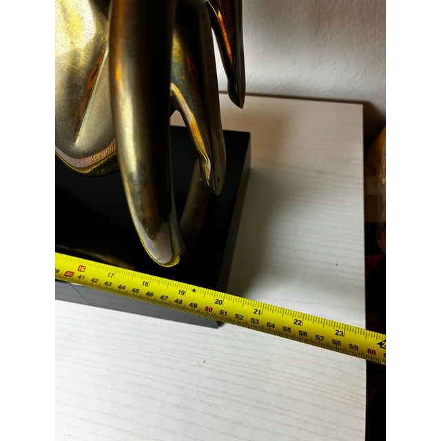 1980s Vintage 1987 Solid Brass Panther Sculpture on Black Base – 23” Long, 14.8 LBS For Sale - Image 5 of 12