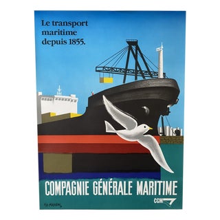 Maritime Transport Poster from Fix Masseau, 1990s For Sale
