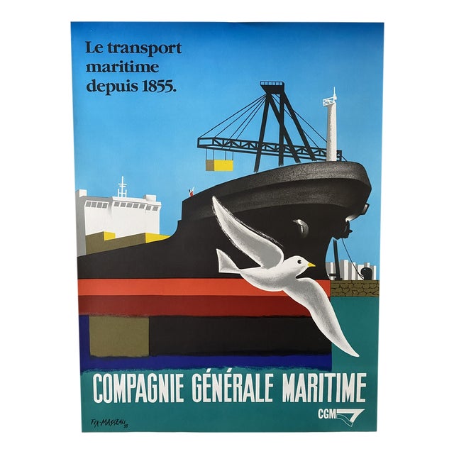 Maritime Transport Poster from Fix Masseau, 1990s For Sale