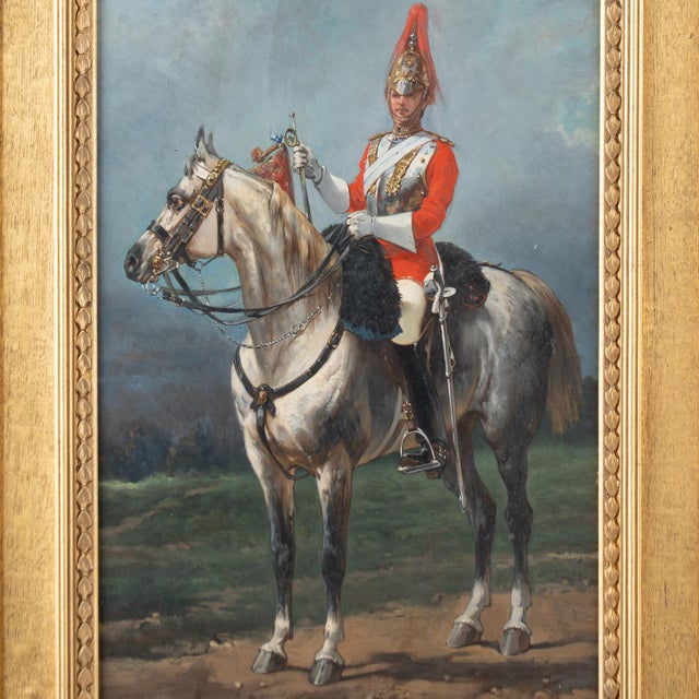 Original Oil on Panel Painting "Queen Victoria's Horse Guard" Signed by Olivier Pichat For Sale - Image 4 of 9