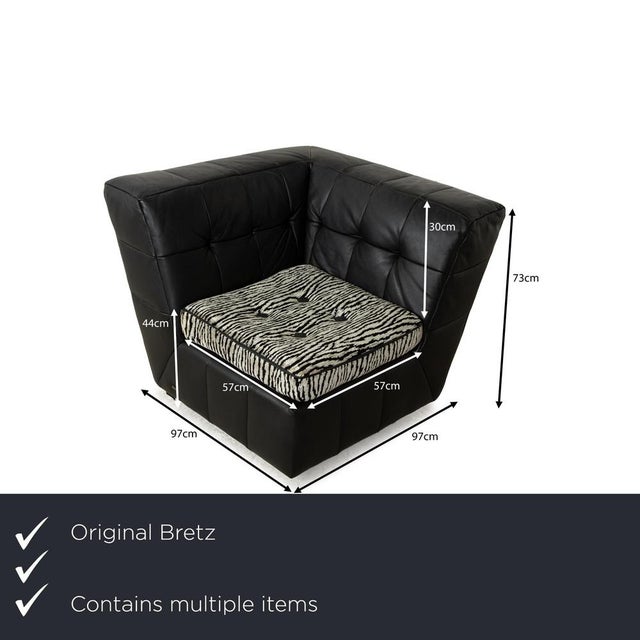 Modern Tiziana Corner Sofa and Armchair in Black Leather from Bretz, Set of 2 For Sale - Image 3 of 18