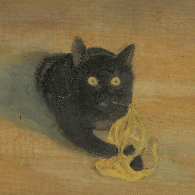 C. L. Malcolm (American 20th C.) 1940's Oil Painting of Young Girl and a Favorite Cat For Sale - Image 4 of 9