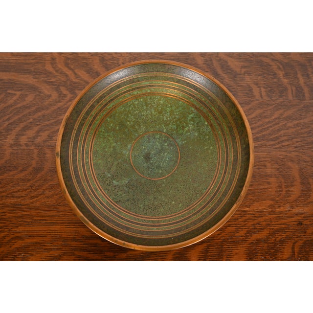 Art Deco Carl Sorensen Art Deco Verdigris Bronze Footed Centerpiece Bowl or Fruit Bowl For Sale - Image 3 of 10