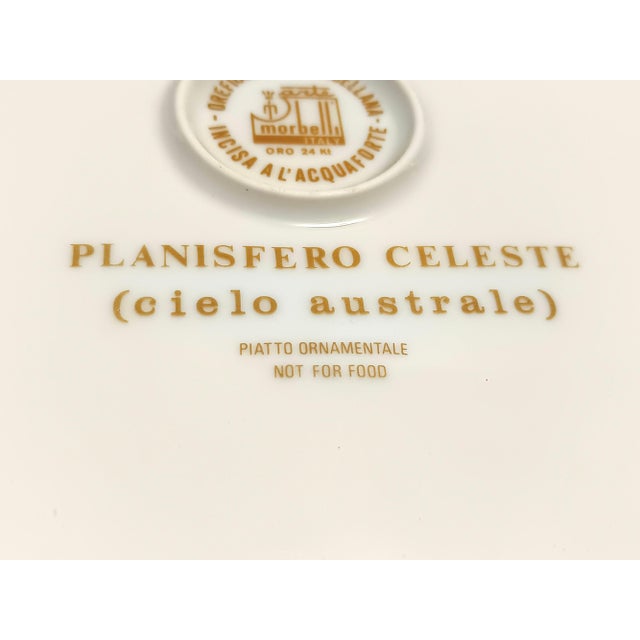 24 Karat Gold and White Porcelain Planisfero Celeste Wall Plate from Morbelli, Italy, 1970s For Sale - Image 6 of 13