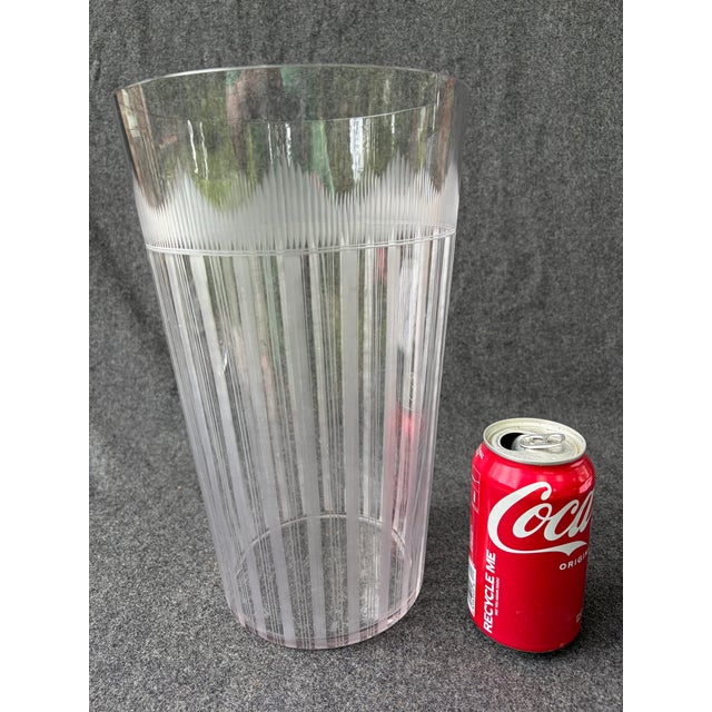 Large Vintage Clear Ethed Crystal Vase For Sale - Image 12 of 18