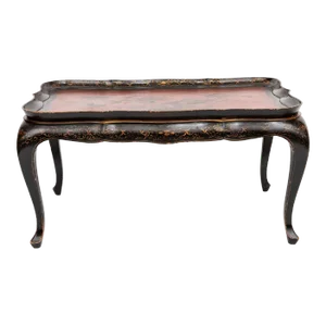 Early 20th Century Vintage Chinoiserie Hand Painted and Lacquered Coffee Tray Table