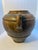1950s Large Rustic Studio Pottery Vessel With Double Handles & Rope Banding, Mottled Brown Glaze, 16” Wide For Sale - Image 4 of 4