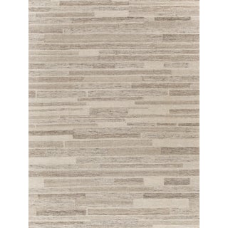 Exquisite Rugs Scandinavian Handmade New Zealand Wool & Bamboo Silk Ivory/Gray Rug-5'X8' For Sale