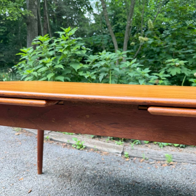 Mid-Century Modern Danish Draw-Leaf Teak Dining Table For Sale - Image 9 of 12