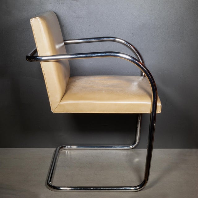 Late 20th Century Knoll Tubular Brno Leather Dining Armchairs c.1986 For Sale - Image 5 of 12