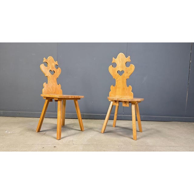 Vintage Rustic Tiroler Chairs, 1960s, Set of 4 For Sale - Image 4 of 15
