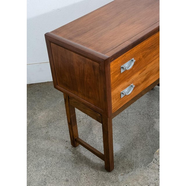 1960s Mid Century Modern Cabinet Dresser 2 Drawer Walnut Chest Danish Tung Si Vintage For Sale - Image 10 of 12