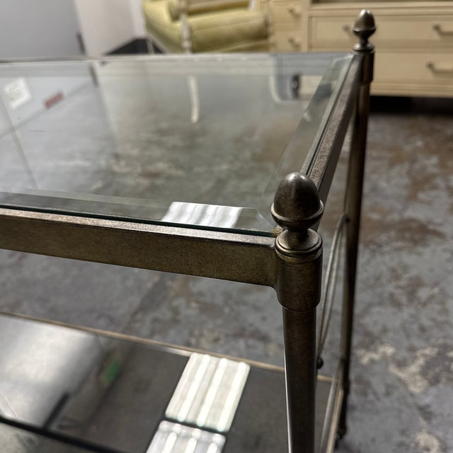 Hollywood Regency Metal + Glass Console Table, Vintage For Sale - Image 10 of 12
