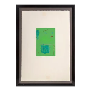 Green Abstraction, Unknown Artist Monoprint, Signed R.S.