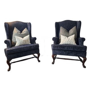 Newly Upholstered Kravetcouture & Houles Wingback Chair Set of 2 For Sale