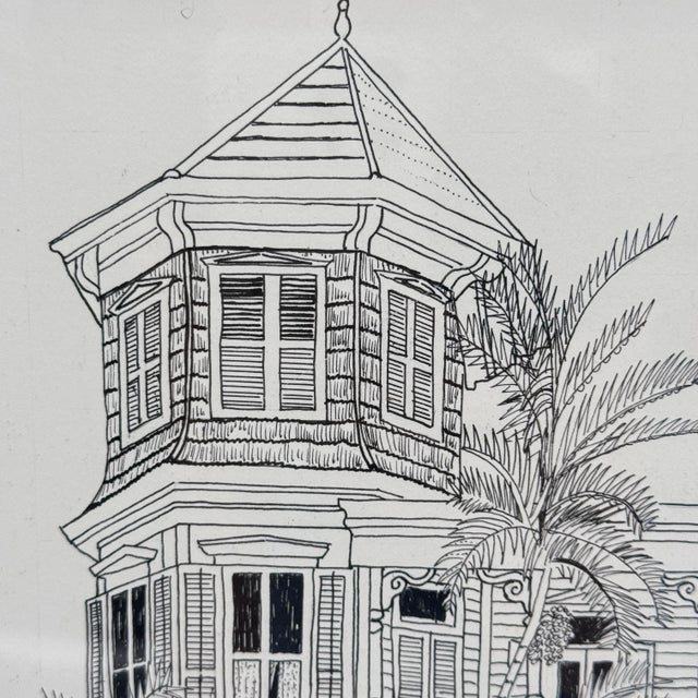 Illustration The Artist House, Key West Original Pen & Ink Drawing Signed 2001 For Sale - Image 3 of 12