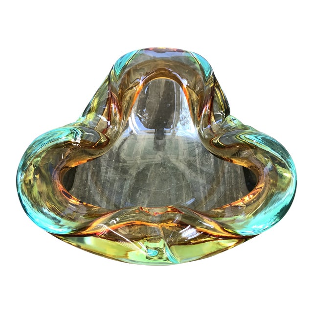 Mid Century Murano olle Art Glass Bowl For Sale