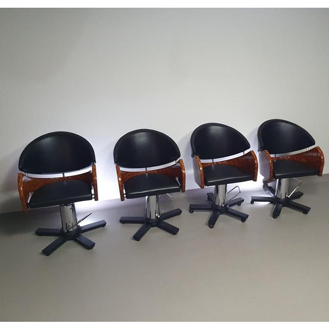 4 x '80s Italian Postmodern barber chair, height adjustable.