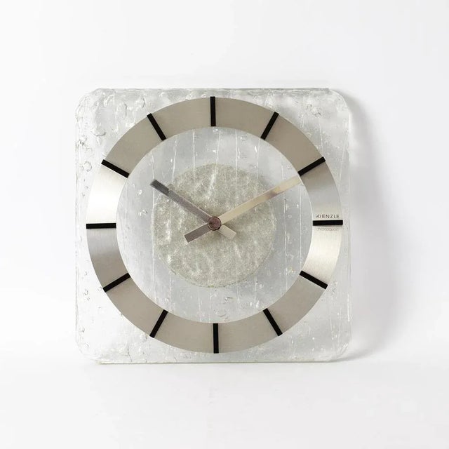 Acrylic Glass & Brushed Aluminium Wall Clock from Kienzle, 1970s For Sale - Image 9 of 9