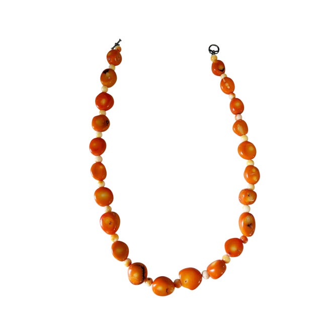 Vintage Chunky Natural Salmon Coral Necklace 9.5" H For Sale - Image 4 of 12