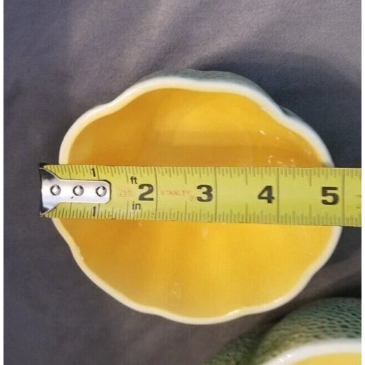 Vintage Pier 1 Green/Yellow Cantaloupe Melon Majolica Serving Bowls-Set of 2 For Sale - Image 4 of 4