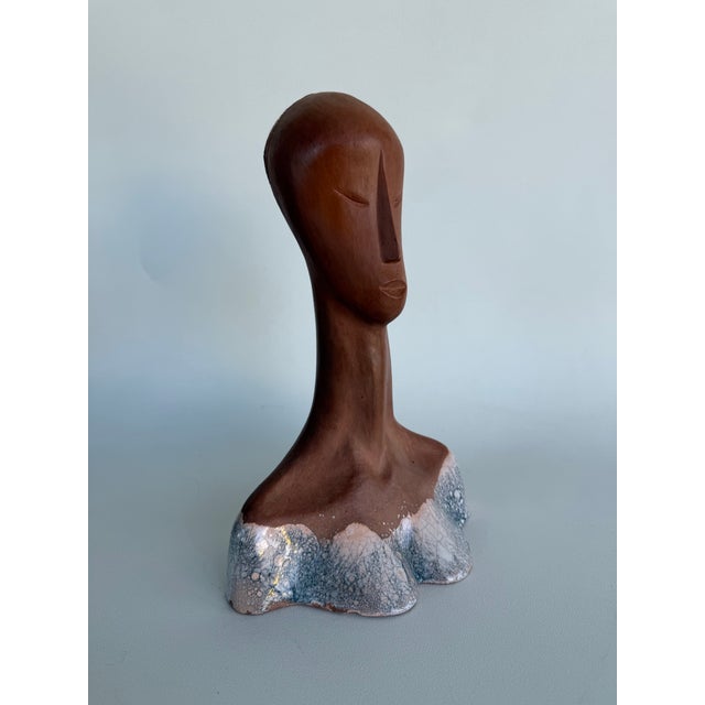 Tan Midcentury Studio Pottery Bust of a Woman For Sale - Image 8 of 8