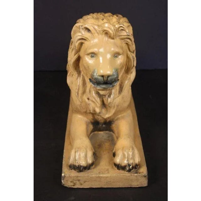 Large English Recumbent Lion of Glazed Stoneware For Sale In Austin - Image 6 of 10