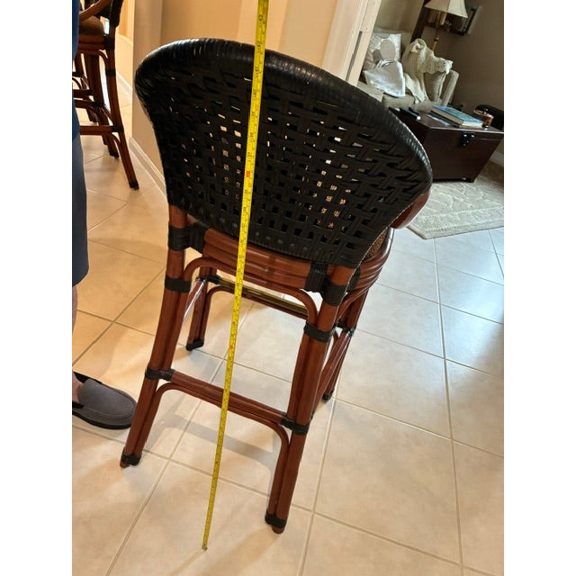 Black Palecek Designer Bar Stools- Vintage For Sale - Image 8 of 12