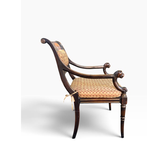 Wood Theodore Alexander Regency Style Carved Lion Head Mahogany Armchair For Sale - Image 7 of 15