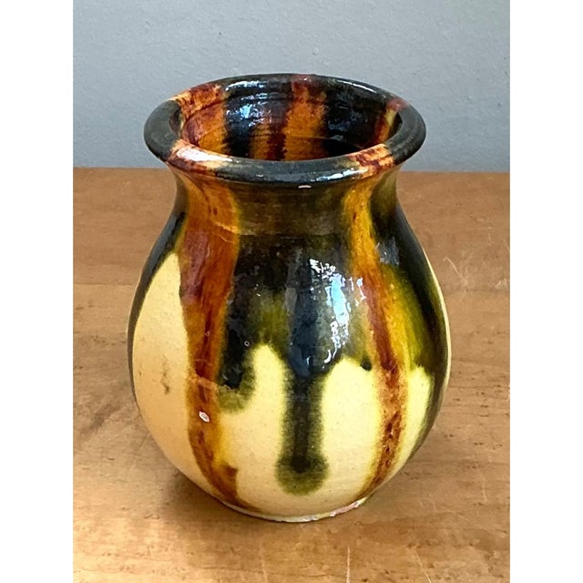 Vintage Drip Glaze Ceramic Vase For Sale - Image 11 of 12