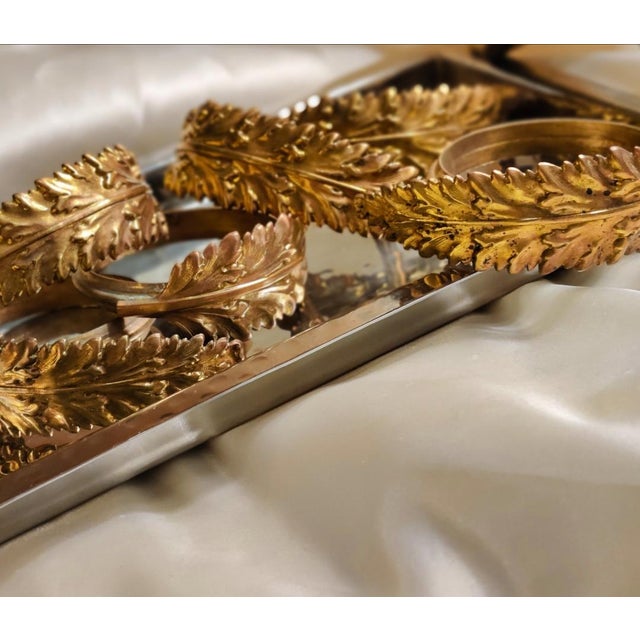 Rare 19th Century Ornate French Gilt Bronze Acanthus Leaf Curtain Rings Set For Sale - Image 4 of 6