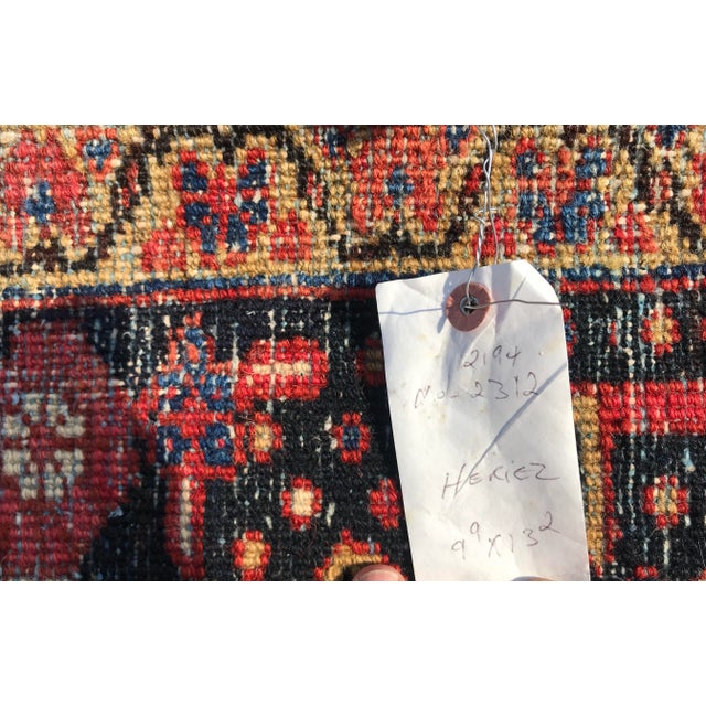 1930s Vintage Design Geometric Heriz Rug- 9′9″ × 13′2″ For Sale - Image 12 of 13