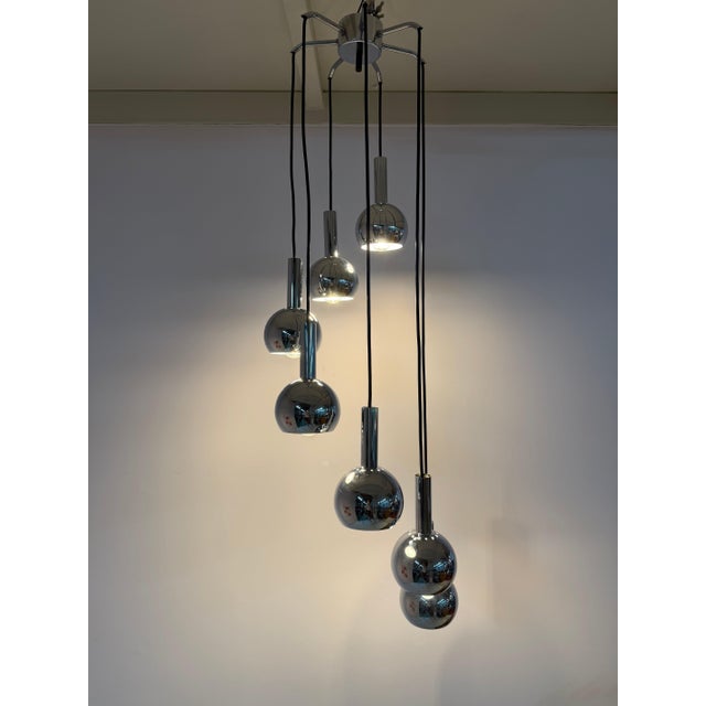 7-Light Chrome Cascade Lamp by Richard Essig, 1970s For Sale - Image 11 of 11
