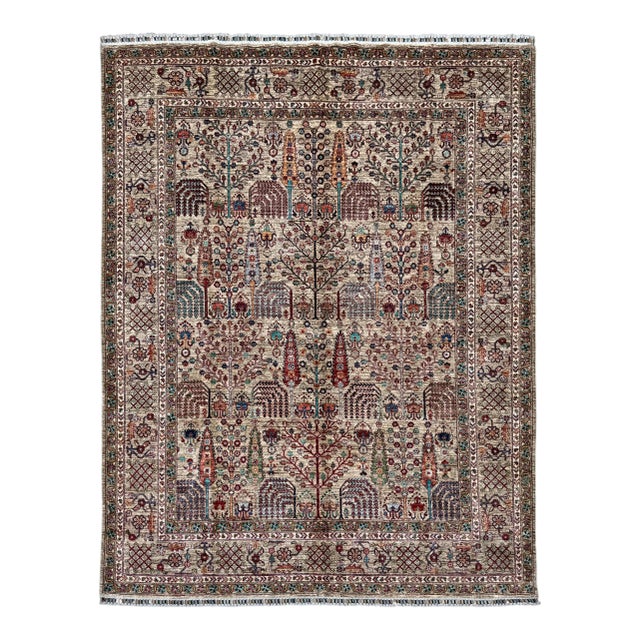 Beige Persian Bakhtiari Design Weeping Willow Tree of Life Rug, 07'10 X 09'11 For Sale