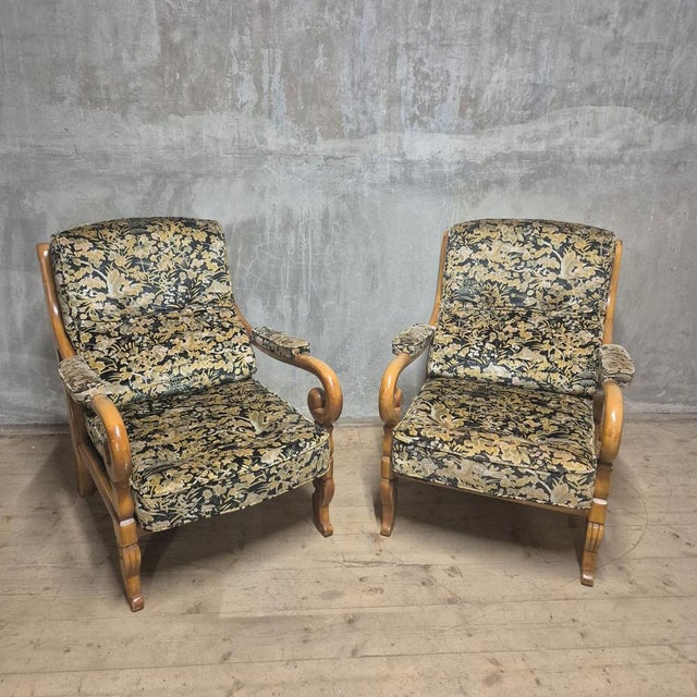 Wooden Armchairs with Curved Arms, Czechoslovakia, 1940s, Set of 2 For Sale - Image 11 of 16