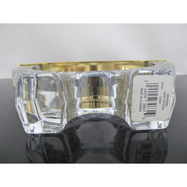 Waterford Crystal & Brass Menorah Holiday Chanukah Candle Holder Original Box For Sale - Image 12 of 14