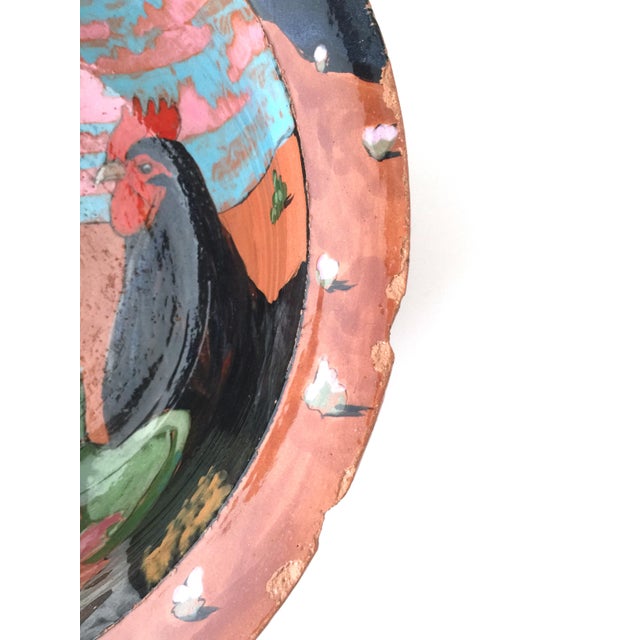 Large Vintage Armin E. Müller Signed Earthenware Farmhouse Rooster Bowl For Sale - Image 12 of 13