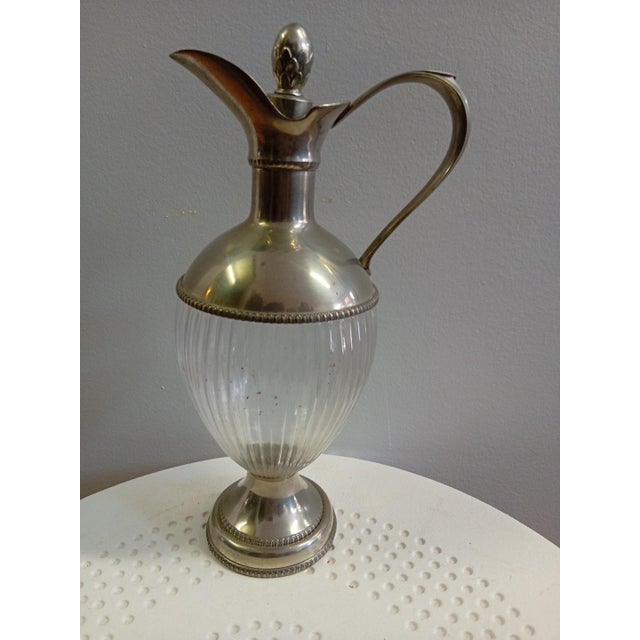 Vintage French Glass and Pewter Teapot by Les Étains Du Manoir, Paris, 1950s For Sale - Image 4 of 4