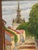 1940s Kerstin Grufman, City Street with Church Tower, 1945, Oil Painting on Panel, Framed For Sale - Image 5 of 12