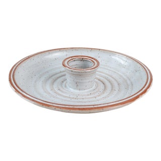 1970s Studio Pottery Serving Platter With Center Bowl For Sale