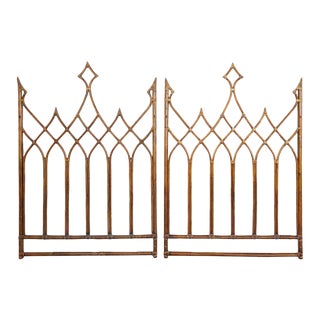 McGuire Rattan Gothic Revival Twin Headboards - a Pair For Sale